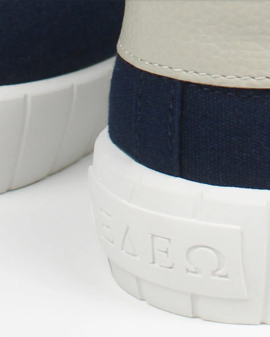 Helios Low Top Sneakers - Navy Canvas & Beige Leather sold by SANS MATIN product image thumbnail 4