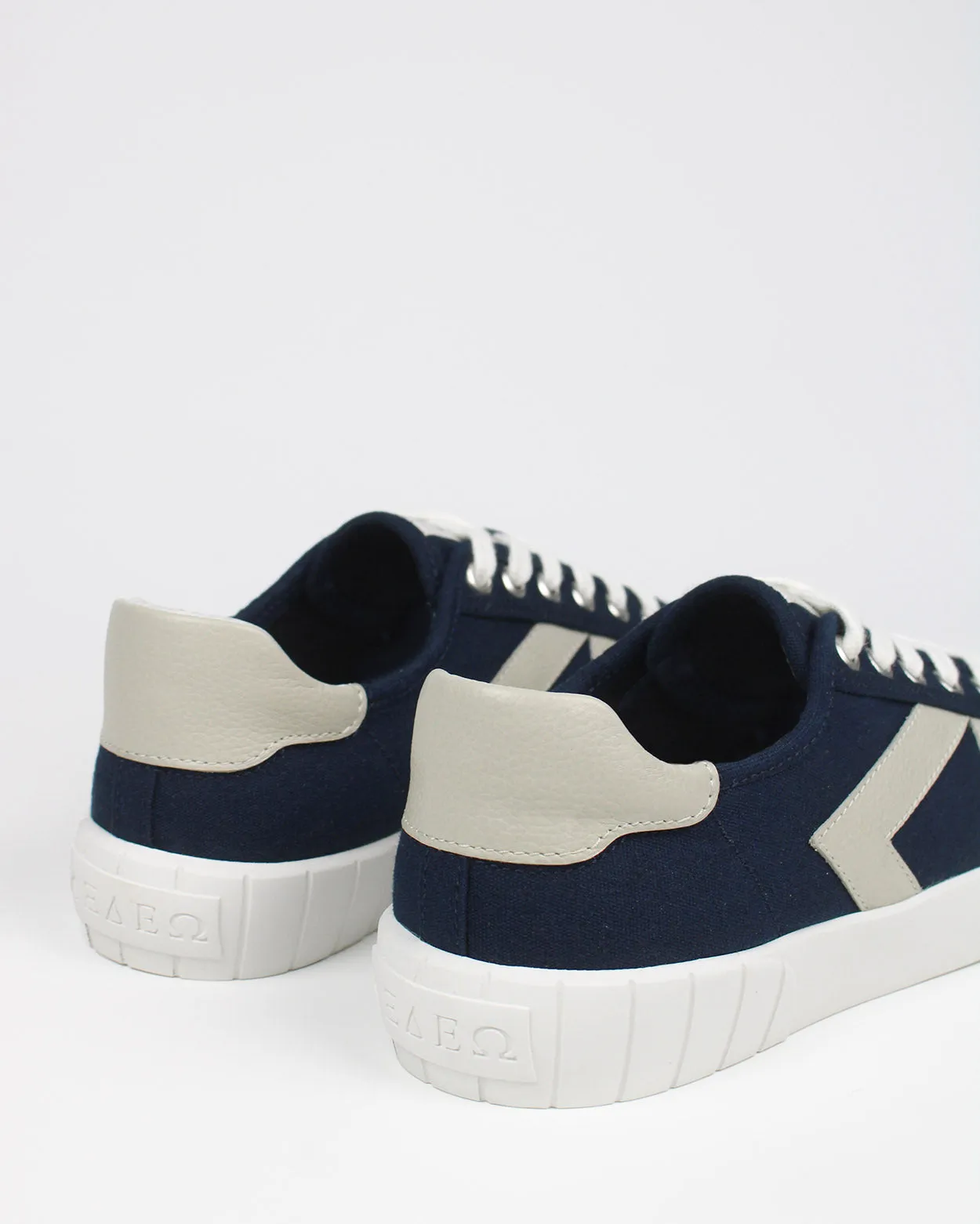 Helios Low Top Sneakers - Navy Canvas & Beige Leather sold by SANS MATIN product image thumbnail 5