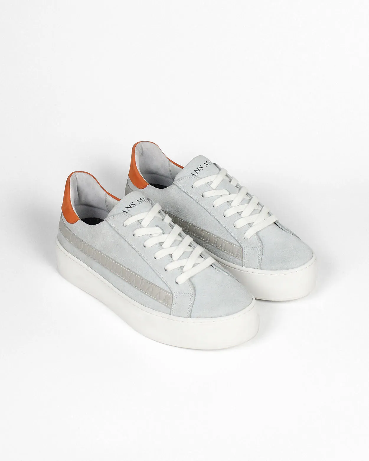 Gaia Platform Sneakers - Grey Suede & Orange Nubuck Leather sold by SANS MATIN product image thumbnail 5