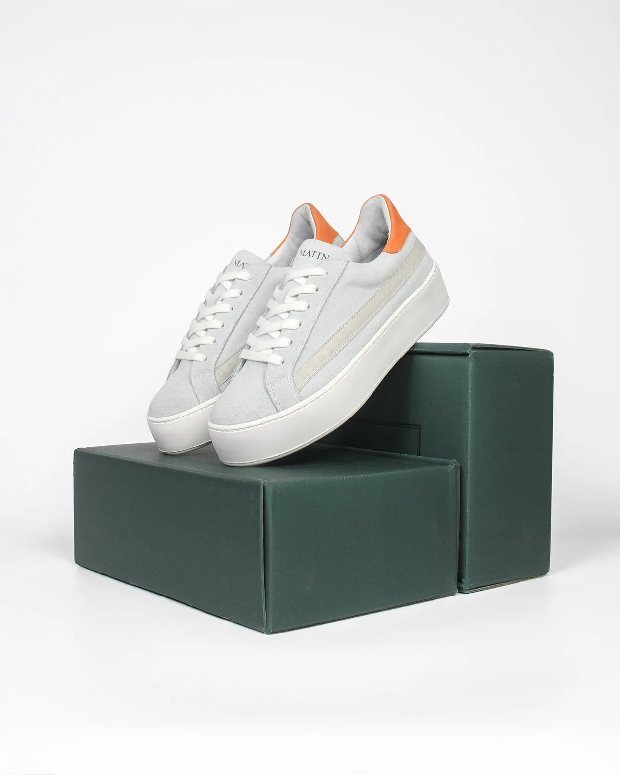 Gaia Platform Sneakers - Grey Suede & Orange Nubuck Leather sold by SANS MATIN product image thumbnail 4