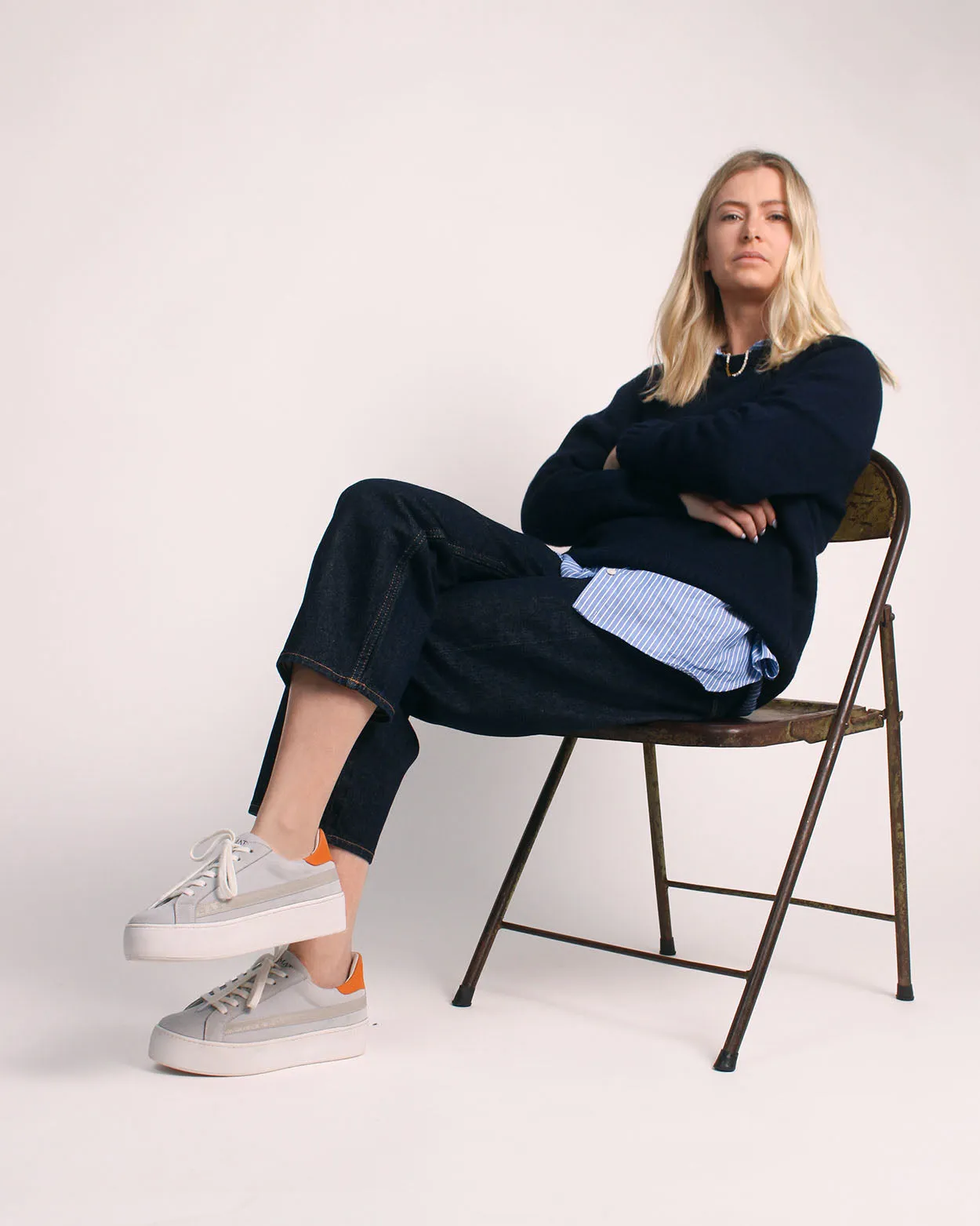 Gaia Platform Sneakers - Grey Suede & Orange Nubuck Leather sold by SANS MATIN product image thumbnail 3