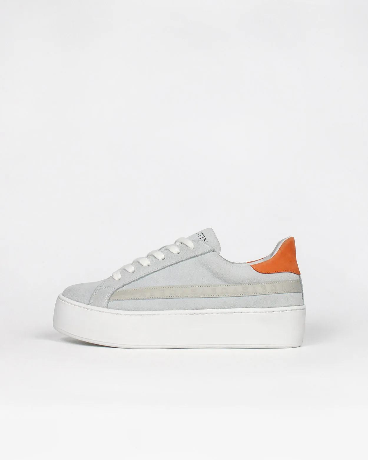 Gaia Platform Sneakers - Grey Suede & Orange Nubuck Leather sold by SANS MATIN