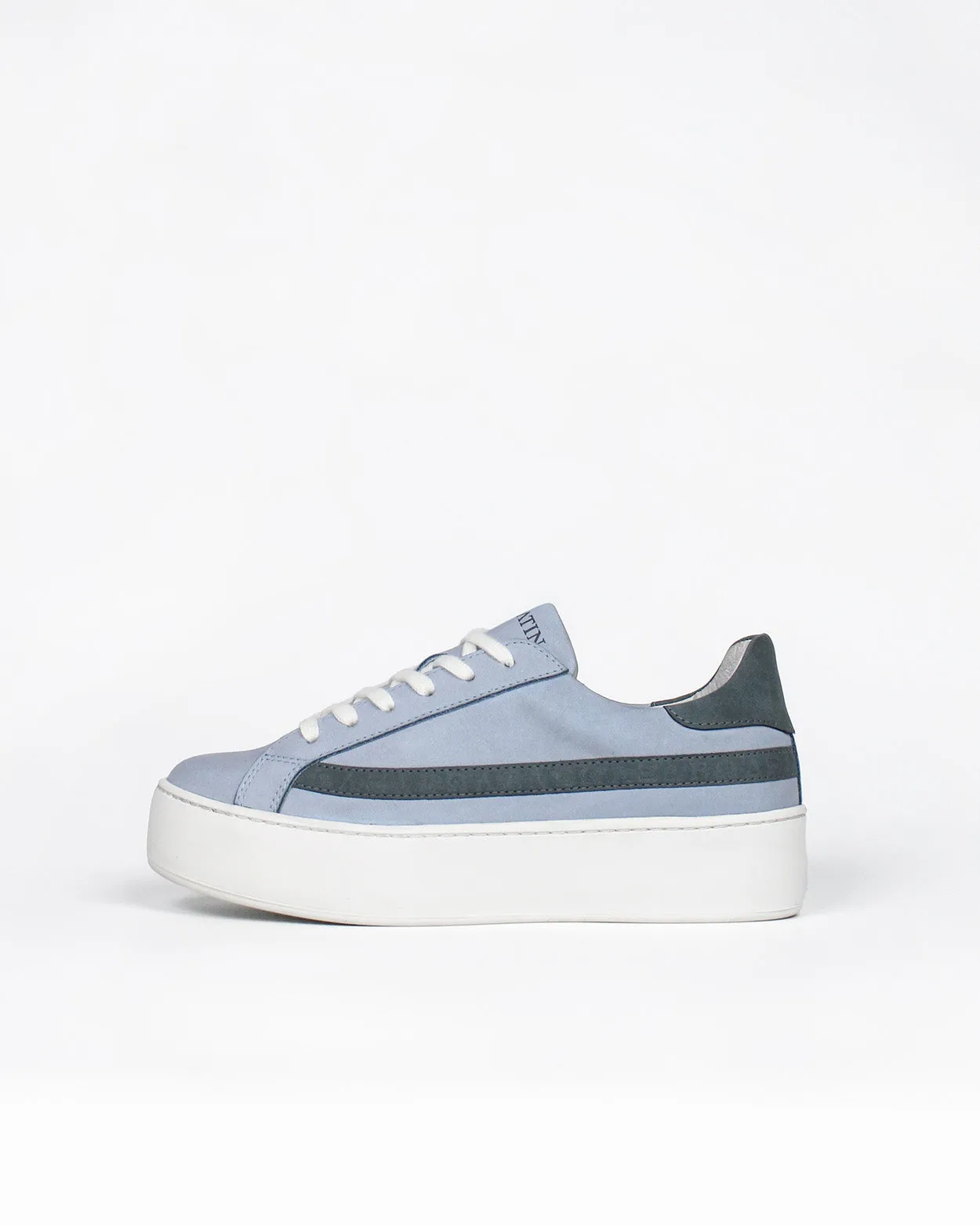 Gaia Platform Sneakers - Sky Blue & Denim Blue Nubuck Leather sold by SANS MATIN