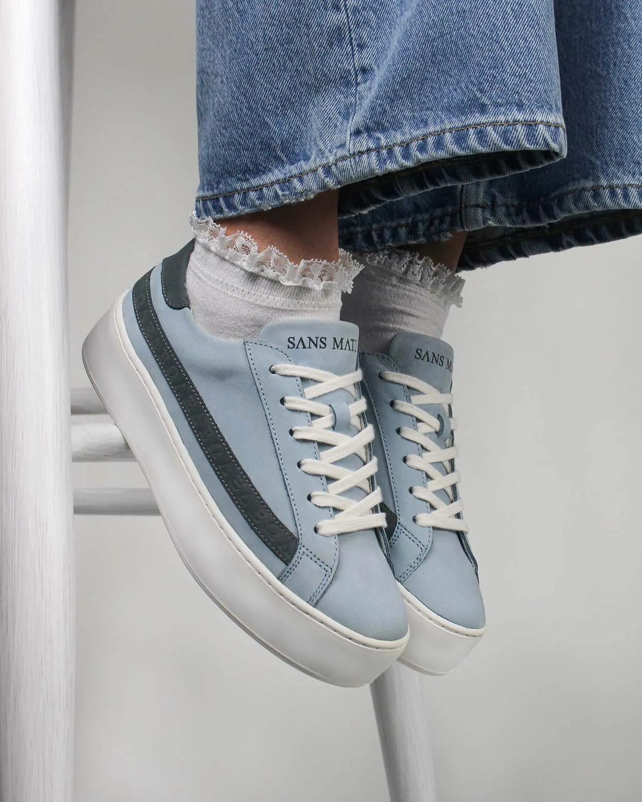 Gaia Platform Sneakers - Sky Blue & Denim Blue Nubuck Leather sold by SANS MATIN product image thumbnail 3