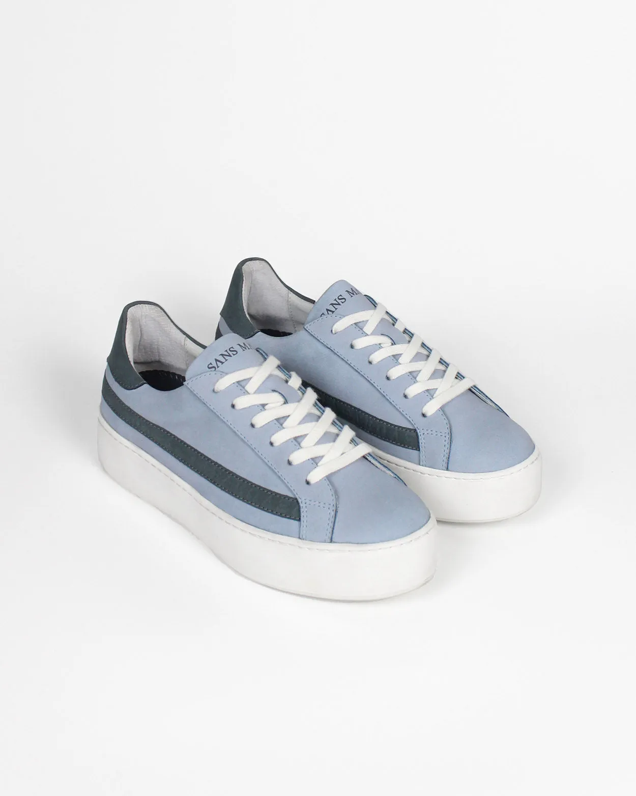 Gaia Platform Sneakers - Sky Blue & Denim Blue Nubuck Leather sold by SANS MATIN product image thumbnail 4
