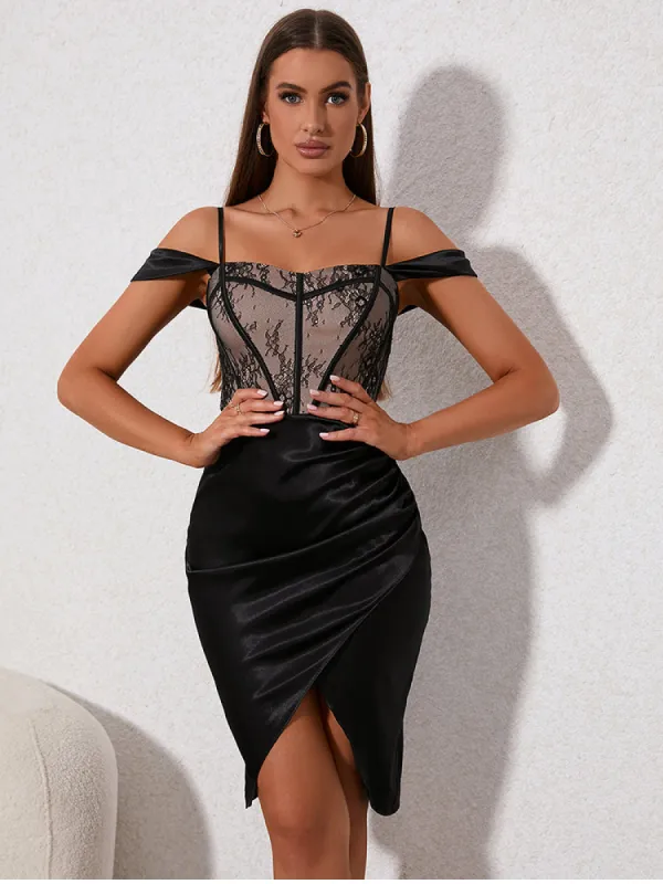 Ruched Wrap Hem Satin Cami Dress sold by Parthea Fashion