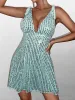 Tie Shoulder Deep V-Neck Sequin Mesh Dress sold by Parthea Fashion