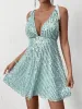 Tie Shoulder Deep V-Neck Sequin Mesh Dress sold by Parthea Fashion
