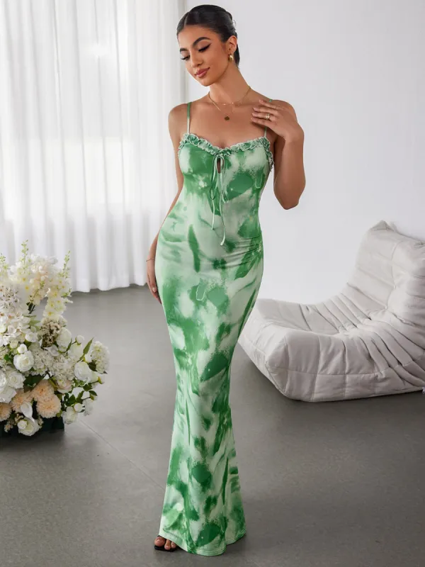 Cut Out Tie Front Trim Floral Bodycon Dress sold by Parthea Fashion