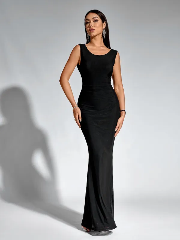 Tie Backless Mesh Mermaid Hem Bodycon Dress sold by Parthea Fashion