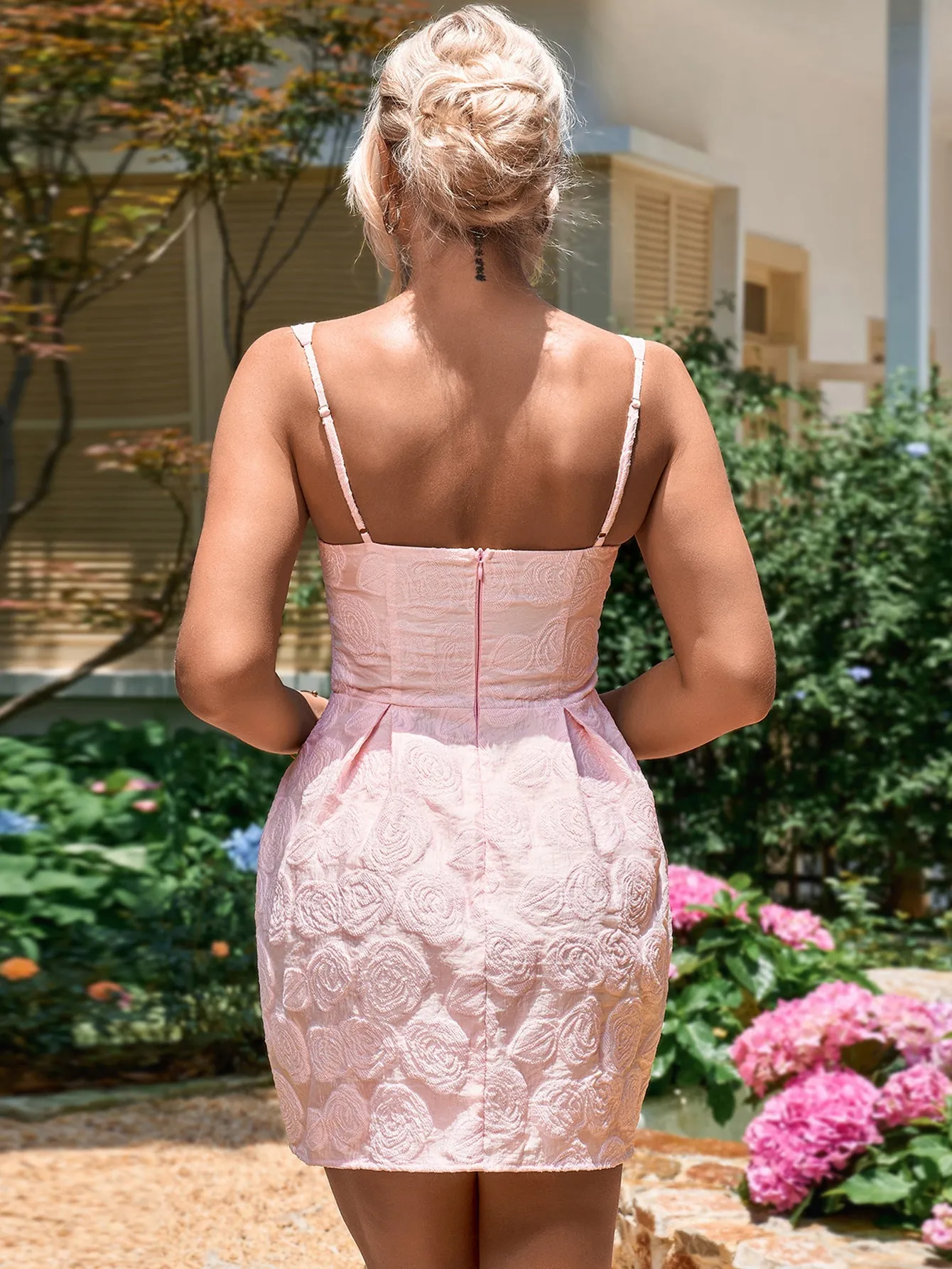 Jacquard Square Neck Ruched Bodycon Dress sold by Parthea Fashion product image thumbnail 2