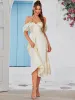 Halter Off Shoulder Corset Satin Midi Dress sold by Parthea Fashion