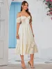 Halter Off Shoulder Corset Satin Midi Dress sold by Parthea Fashion