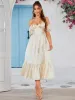 Halter Off Shoulder Corset Satin Midi Dress sold by Parthea Fashion