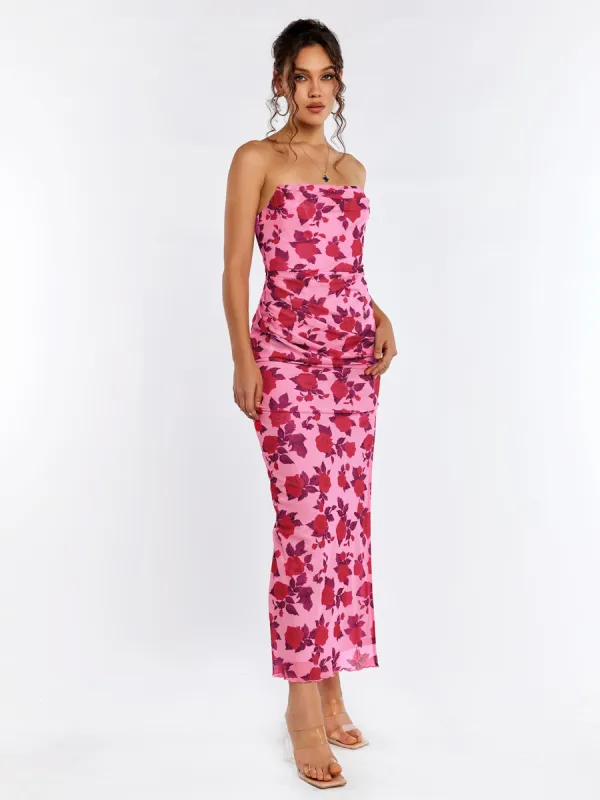 Floral Tube Split Hem Bodycon Dress sold by Parthea Fashion