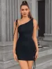 One Shoulder Ruched Bodycon Dress sold by Parthea Fashion