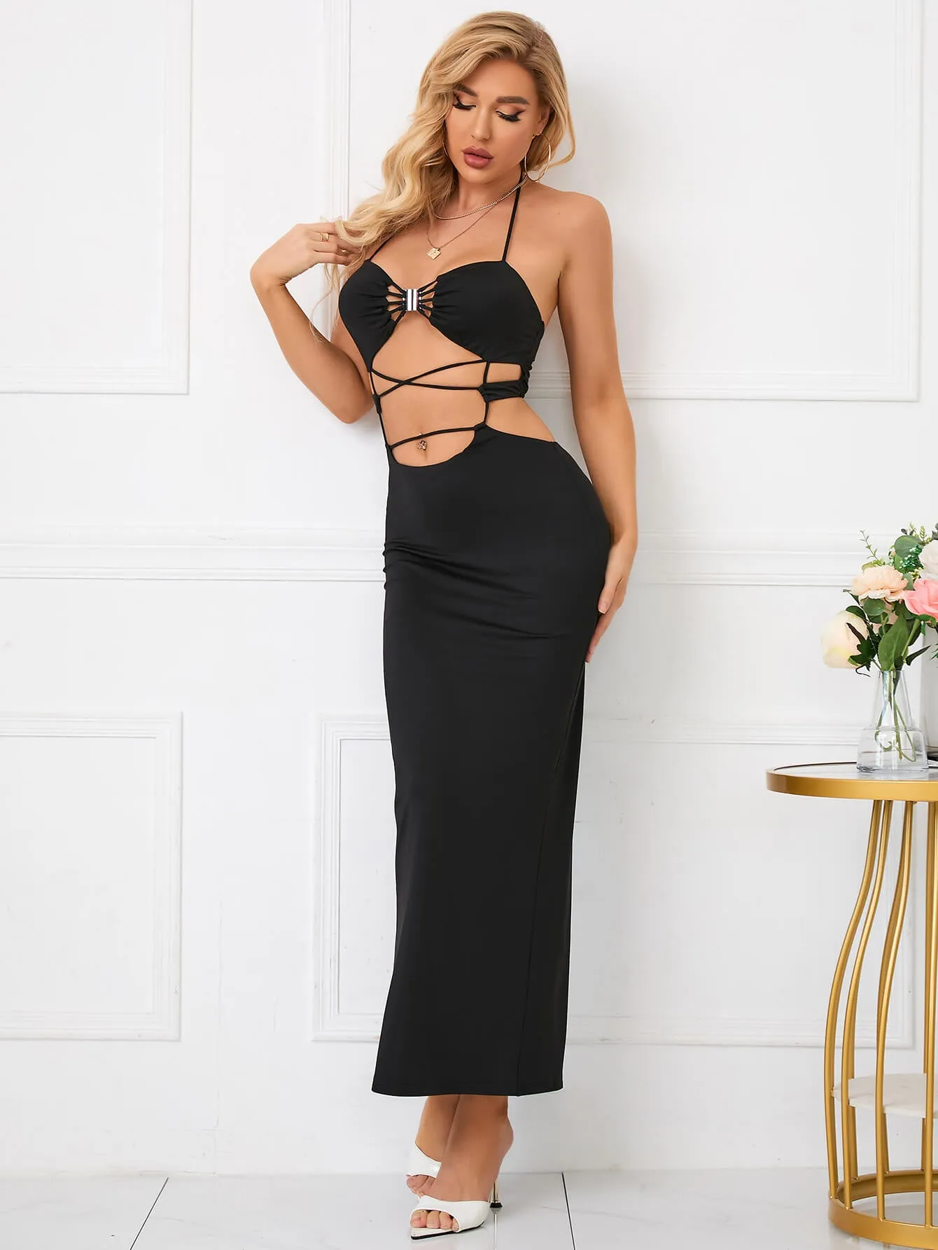 Crisscross Tied Backless Bodycon Dress sold by Parthea Fashion product image thumbnail 3