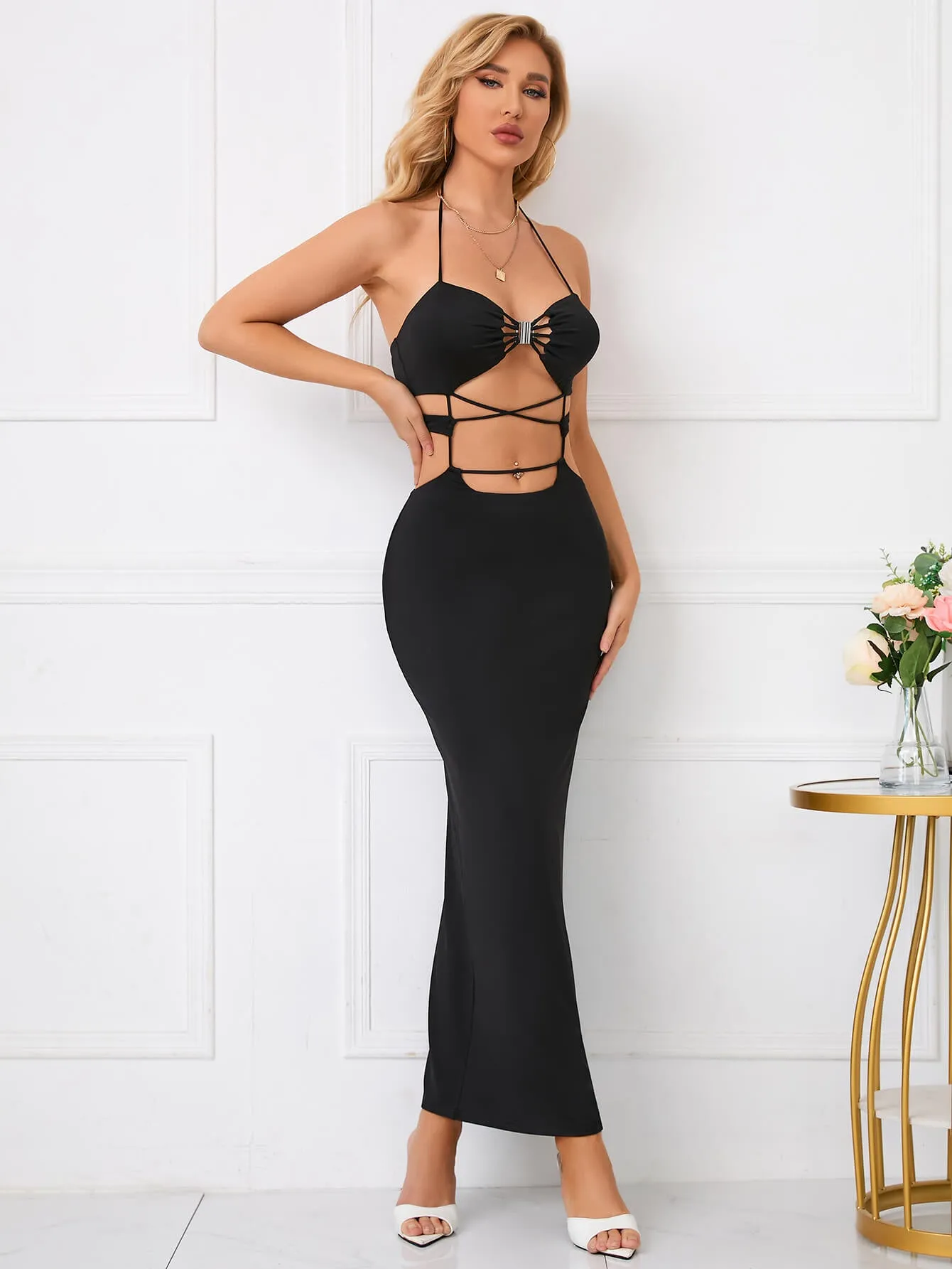 Crisscross Tied Backless Bodycon Dress sold by Parthea Fashion product image thumbnail 4