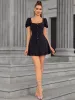 Puff Sleeve Ruched A-Line Dress sold by Parthea Fashion