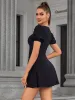 Puff Sleeve Ruched A-Line Dress sold by Parthea Fashion