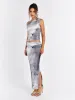 One Shoulder Ruched Floral Top&Ruched Bodycon Skirt sold by Parthea Fashion