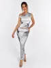 One Shoulder Ruched Floral Top&Ruched Bodycon Skirt sold by Parthea Fashion