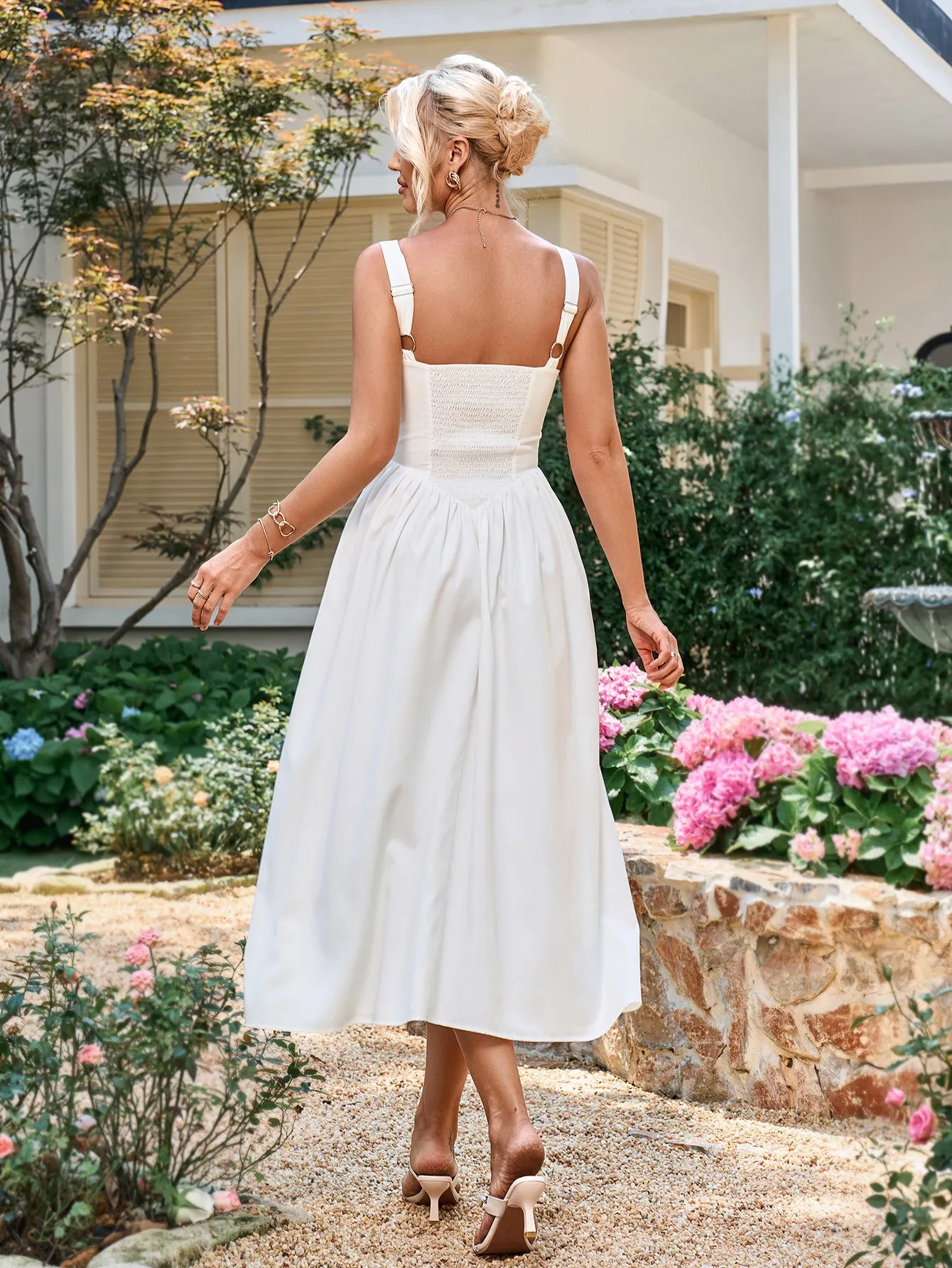 Tie Front Square Neck Shirred Ruched Sundress sold by Parthea Fashion product image thumbnail 2