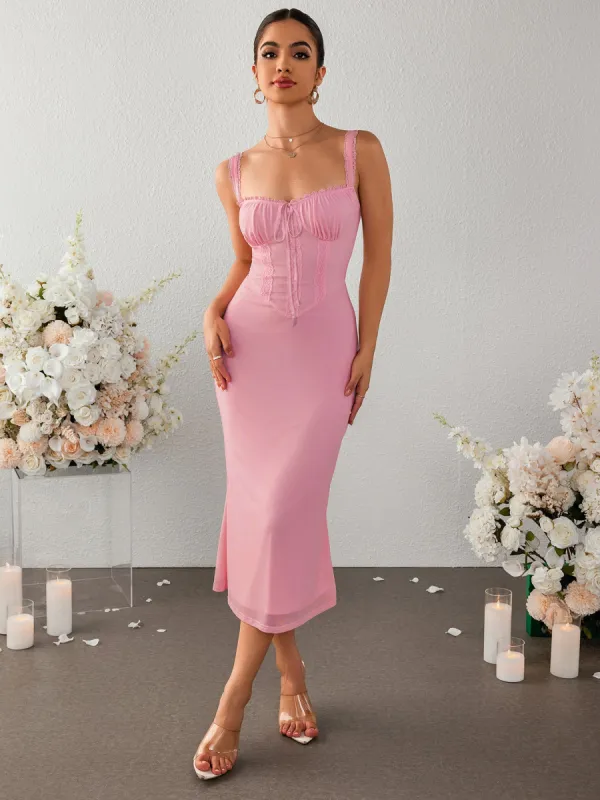 Ruched Bust Tie Front Mermaid Bodycon Dress sold by Parthea Fashion