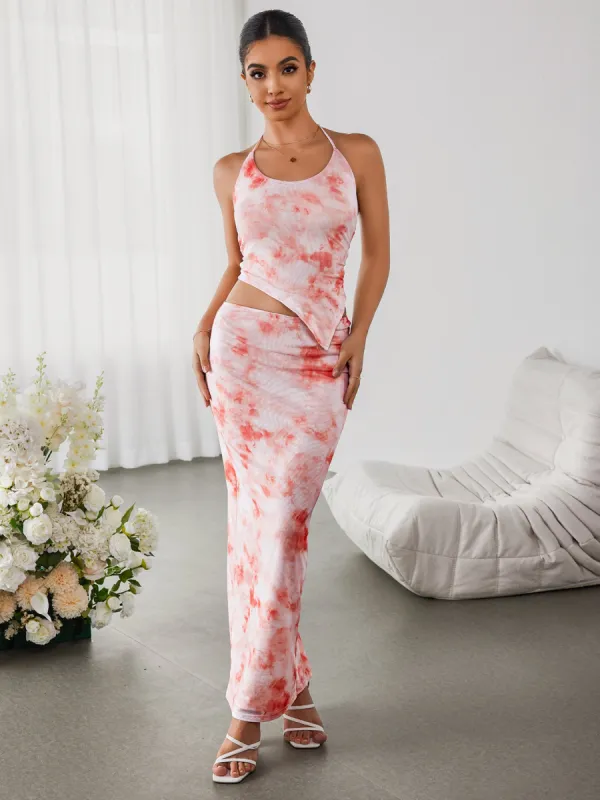 Halter Embellished Floral Top&Bodycon Skirt sold by Parthea Fashion