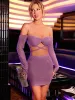 Glitter Off Shoulder Crisscross Tie Back Crop Top & Bodycon Skirt sold by Parthea Fashion