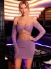 Glitter Off Shoulder Crisscross Tie Back Crop Top & Bodycon Skirt sold by Parthea Fashion