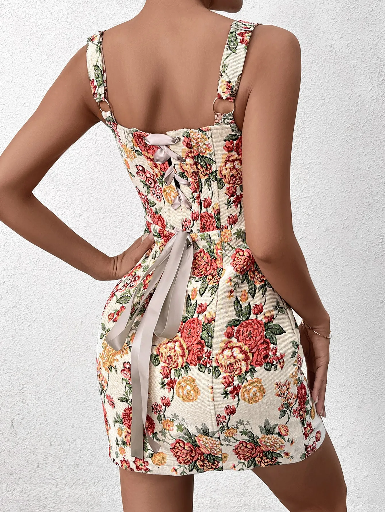 Crisscross Tie Back Jacquard Bodycon Dress sold by Parthea Fashion product image thumbnail 2