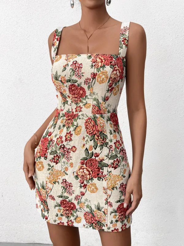 Crisscross Tie Back Jacquard Bodycon Dress sold by Parthea Fashion