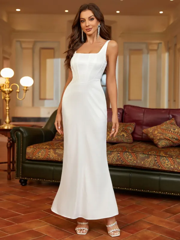 Zipper Back Satin Mermaid Bodycon Dress sold by Parthea Fashion