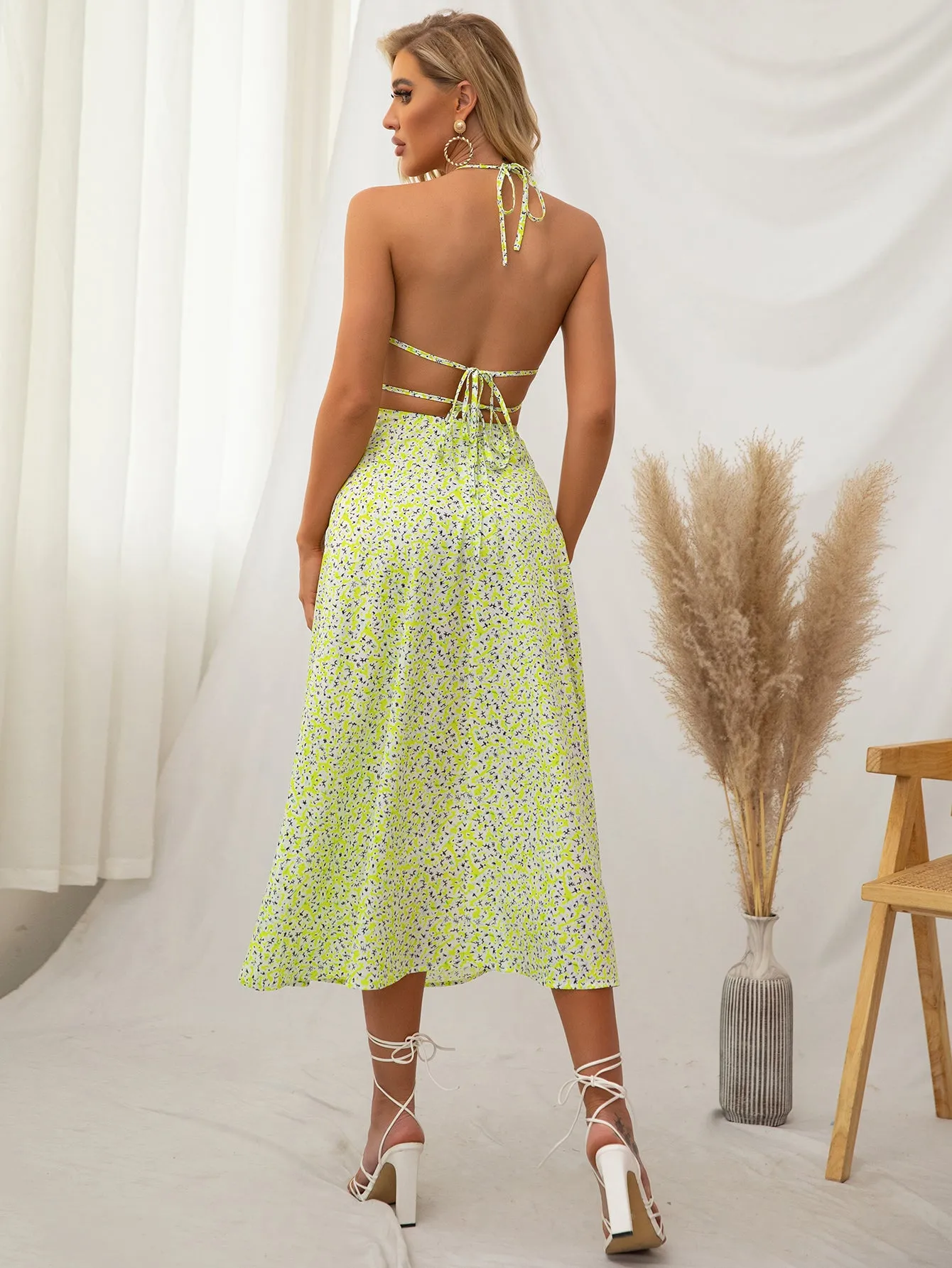 Halter Floral Backless Midi Dress sold by Parthea Fashion product image thumbnail 2