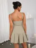 Removable Belt At Neckline Pleated Mini Dress sold by Parthea Fashion