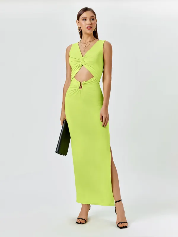 V-Neck Cut Out Split Hem Bodycon Dress sold by Parthea Fashion