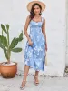 Ruched Backless Floral Print Midi Dress sold by Parthea Fashion