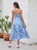 Ruched Backless Floral Print Midi Dress sold by Parthea Fashion
