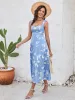Ruched Backless Floral Print Midi Dress sold by Parthea Fashion