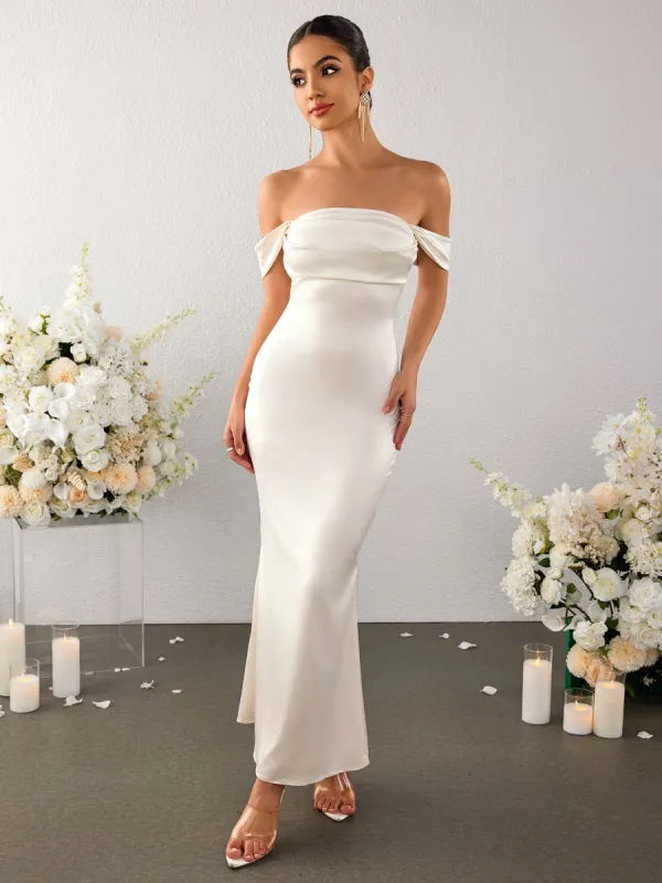 Off Shoulder Satin Backless Mermaid Dress sold by Parthea Fashion