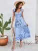 Tie Shoulder Backless Floral Print Slit Hem Dress sold by Parthea Fashion