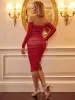 Off Shoulder Cut Out Mesh Midi Dress sold by Parthea Fashion