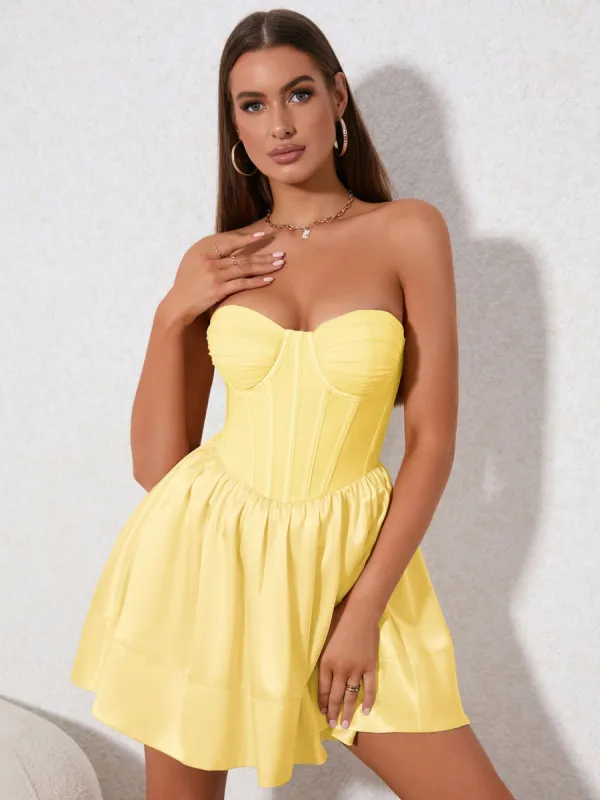 Ruffle Hem Bustier Tube Dress sold by Parthea Fashion