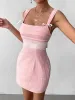 Tie Backless Lace Spliced Ruched Bust Mini Dress sold by Parthea Fashion