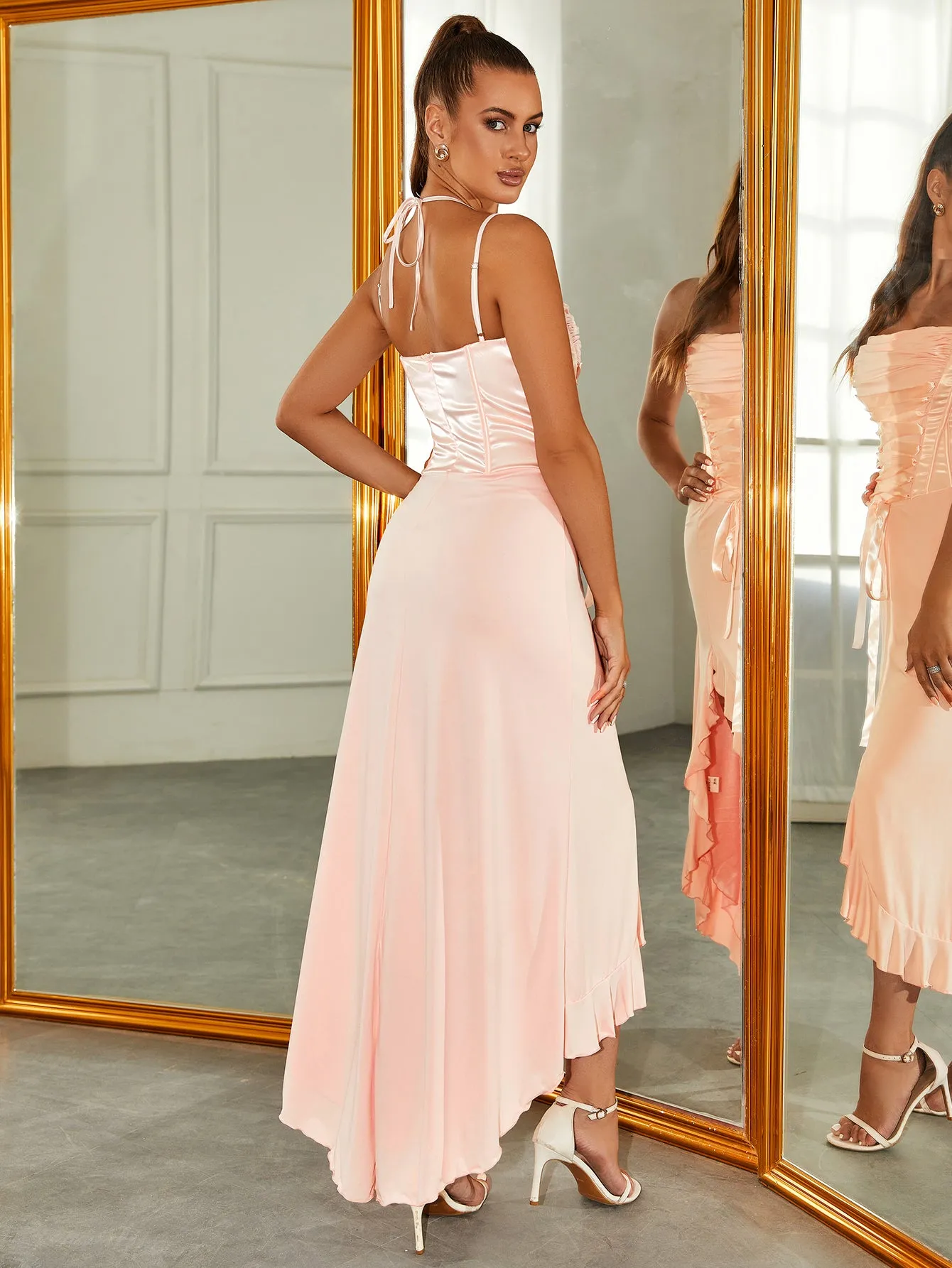 Crisscross Ruched Bust Halter Maxi Dress sold by Parthea Fashion product image thumbnail 2