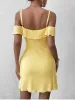 Off Shoulder Ruched Ruffle Cami Bodycon Dress sold by Parthea Fashion