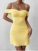 Off Shoulder Ruched Ruffle Cami Bodycon Dress sold by Parthea Fashion