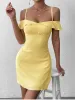 Off Shoulder Ruched Ruffle Cami Bodycon Dress sold by Parthea Fashion