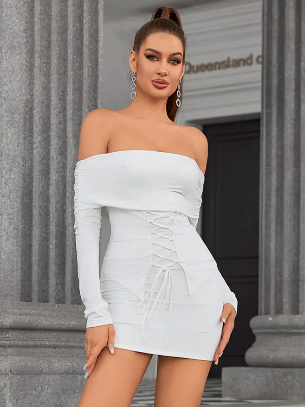 Off Shoulder Crisscross Front Tube Dress sold by Parthea Fashion